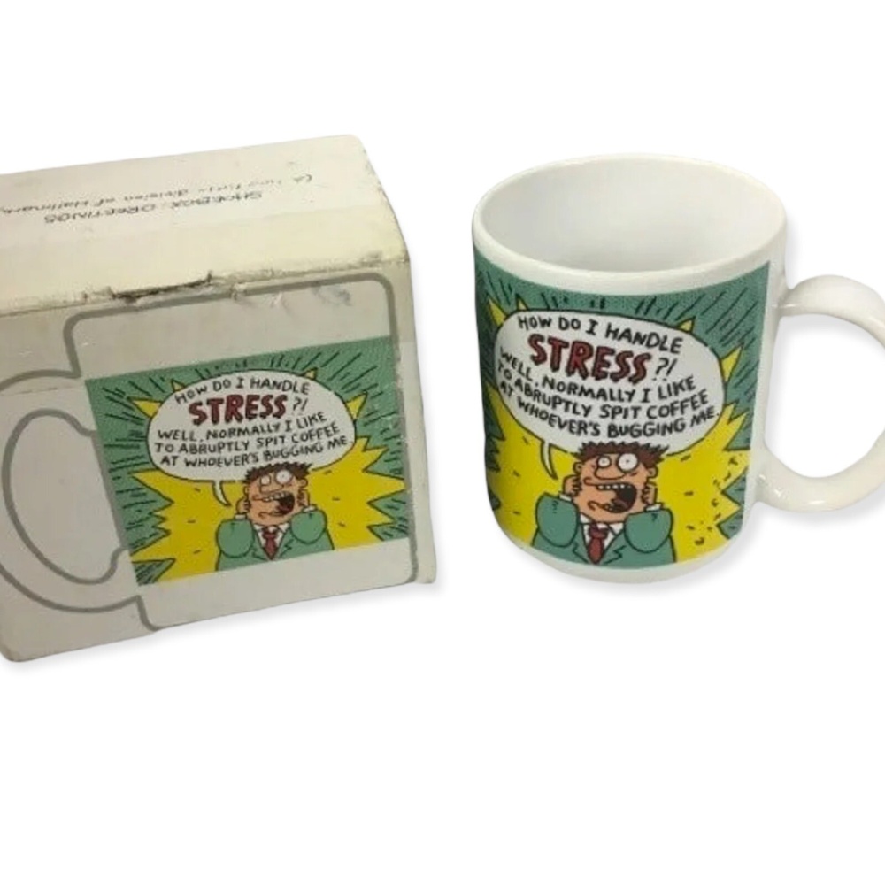 Vintage Hallmark Stress Quote Coffee‎ Mug White Humorous Novelty Gag Gift